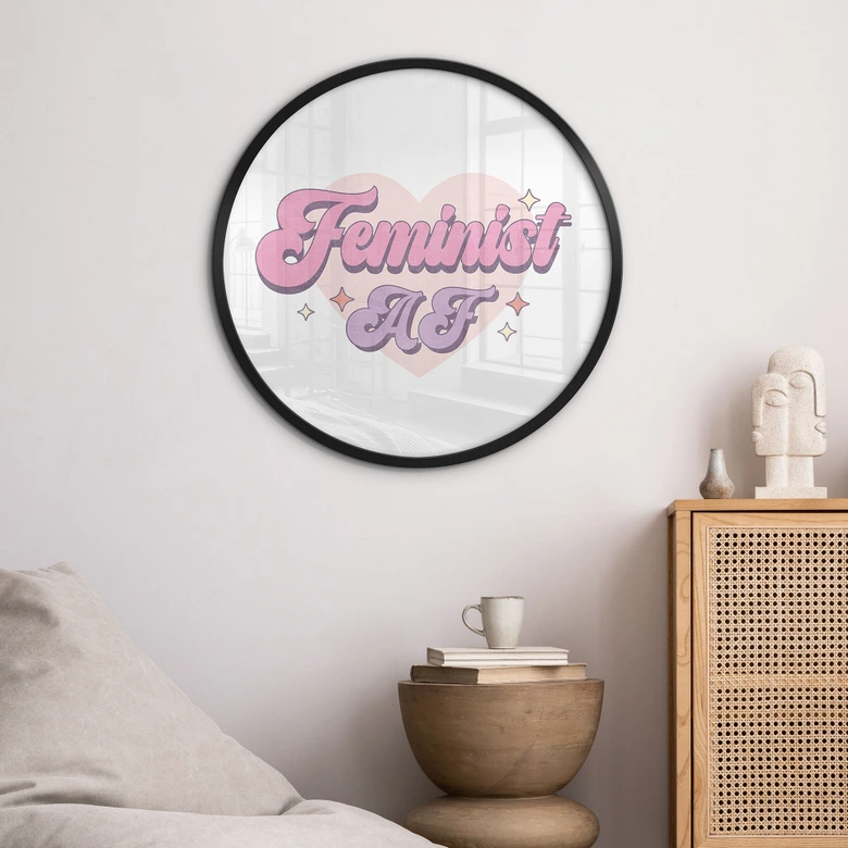 Poster Feminist AF Rosa Herz - Rund 