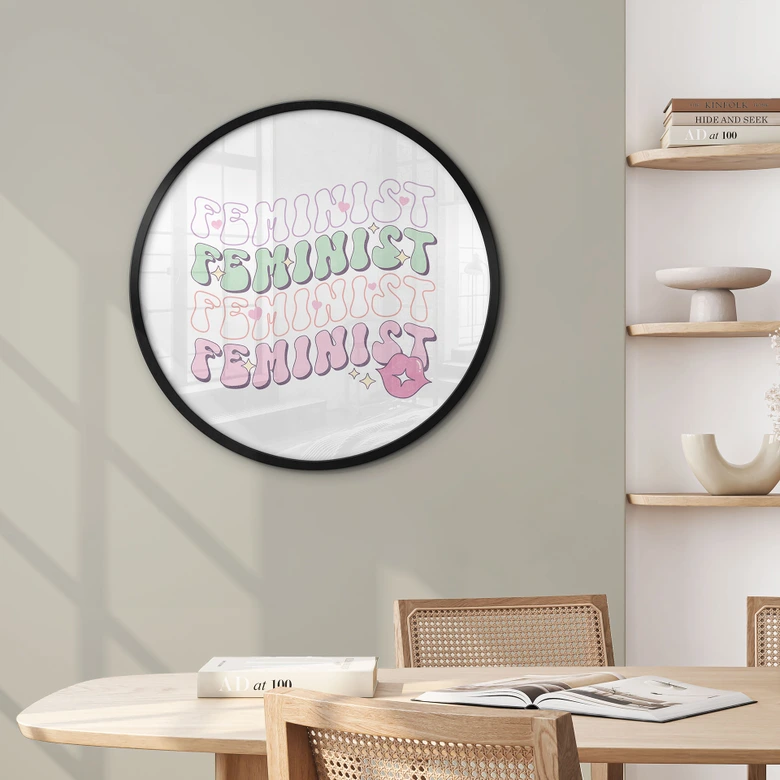 Poster Feminist Kussmund Pop Art - Rund 
