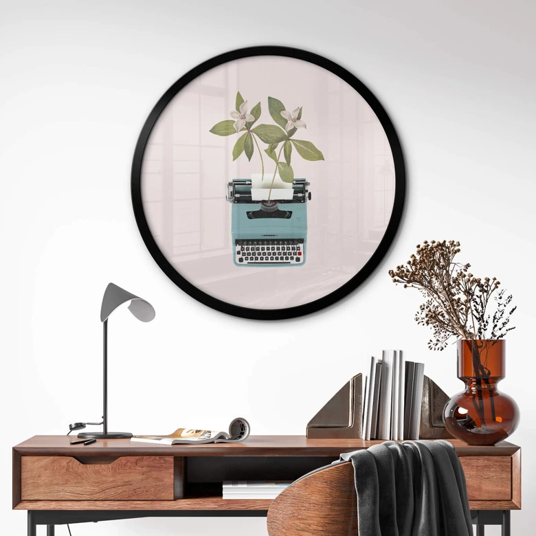 Poster Frida Floral Studio - Botanische Schreibmaschine - Rund 
