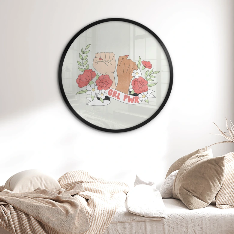Plakat Girl Power Flowers Statement - rund 
