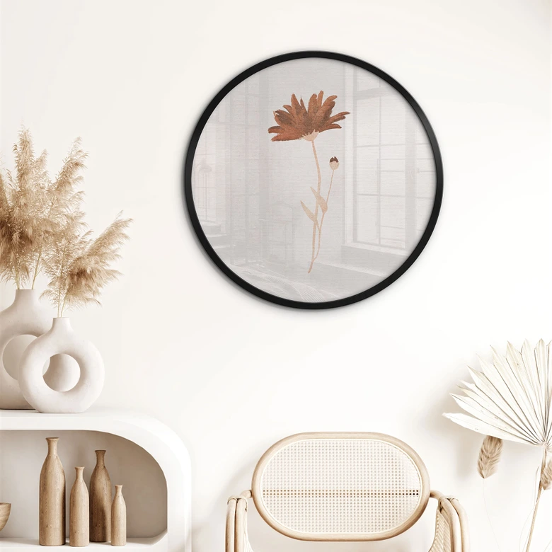 Poster Wildblume abstrakt - Goed Blauw - Rund 