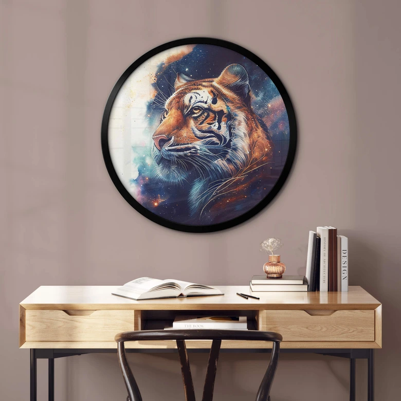 Poster Heine - Tiger im Sternenhimmel - Rund 