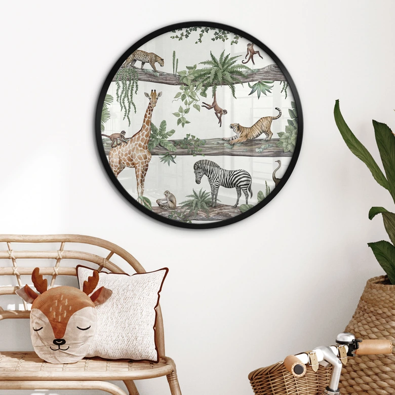 Poster Afrikanische Tiere im Dschungel - Kikki Belle - Rund 