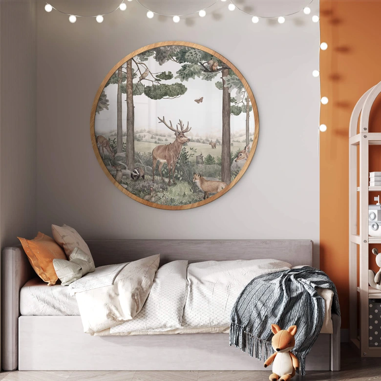 Poster Kikki Belle - Heimische Tiere im Wald - Rund 
