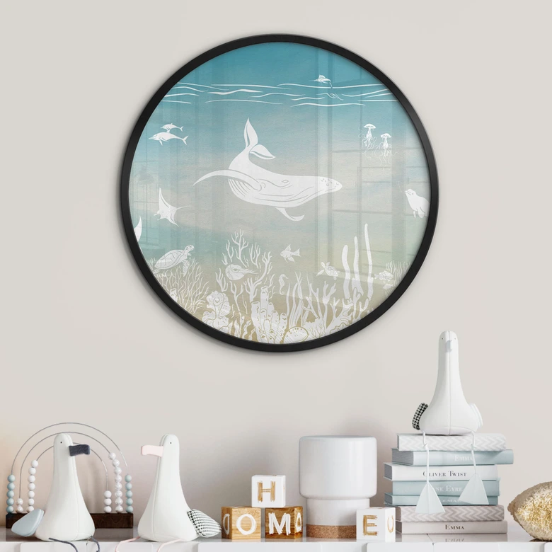 Poster undervattensvärld paradis - Ombre - Kikki Belle - Rund 