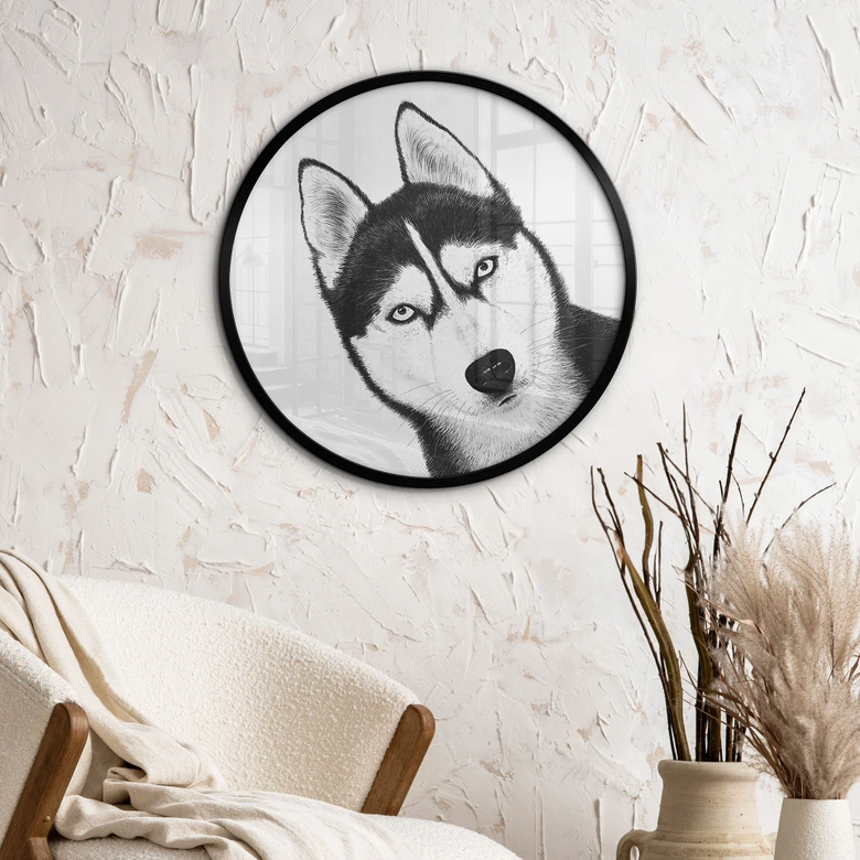 Póster Husky siberiano - Retrato de perro - Korenkova - Redondo 