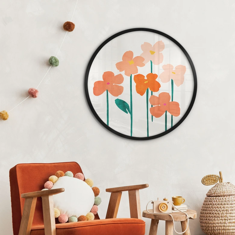 Plakat Små blomster i ferskenfarver - Kubistika 