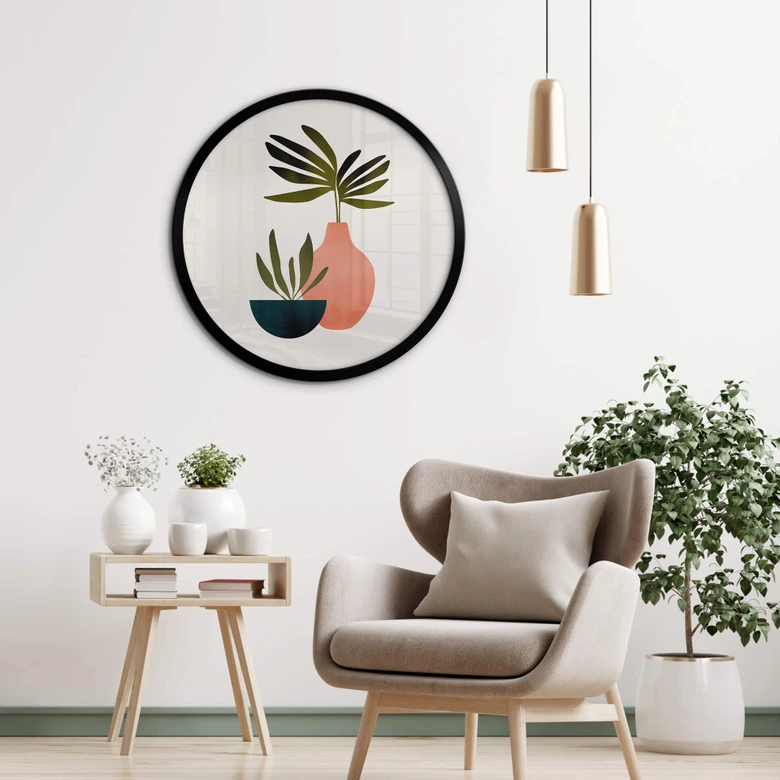 Poster Kubistika - Skandinavisches Stillleben - Rund 
