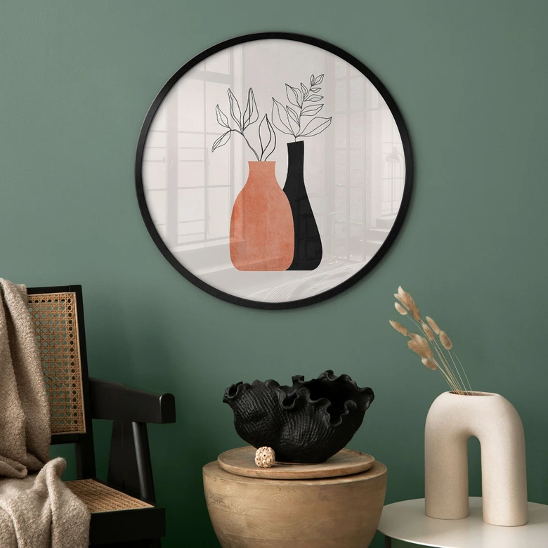 Poster Vazen in zwart en oranje - Kubistika 