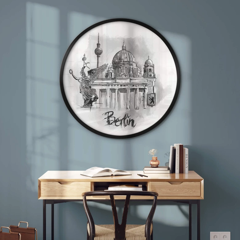 Póster Berlín - Blanco y negro - Redondo - Love your City 