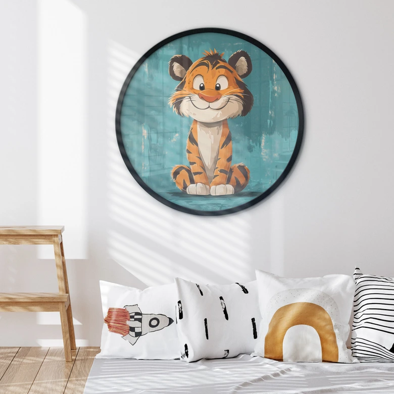 Poster Fröhliches Tigerbaby - Magnusson - Rund 
