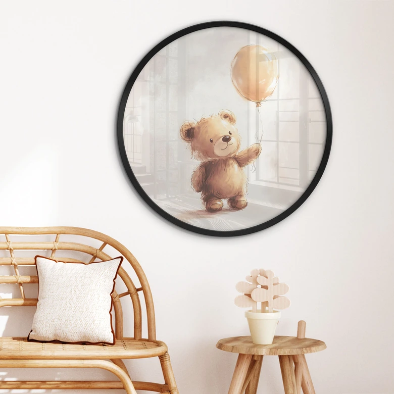 Poster Liten nallebjörn med ballong - Magnusson - Rund 