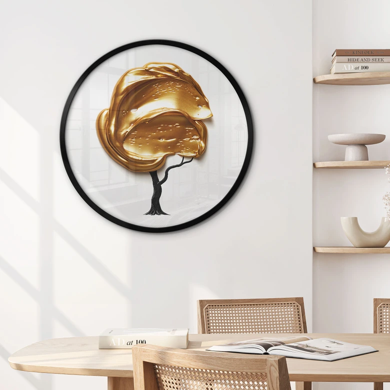 Póster árbol con corona dorada 3D - Mielu - Redondo 