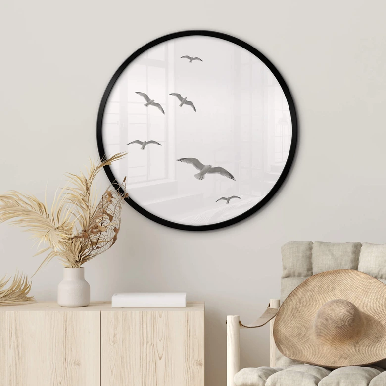 Plakat Mewy na niebie - okrągły 