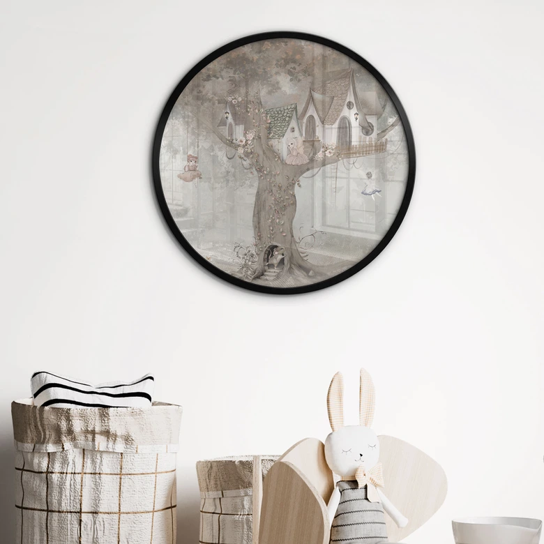 Poster Magisches Baumhaus mit Feen - Ms Tiff - Rund 