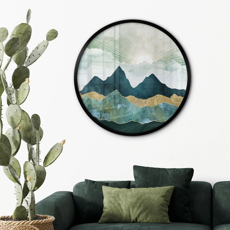 Póster mujer con manta naranja - Müller - Redondo ø 70 cm