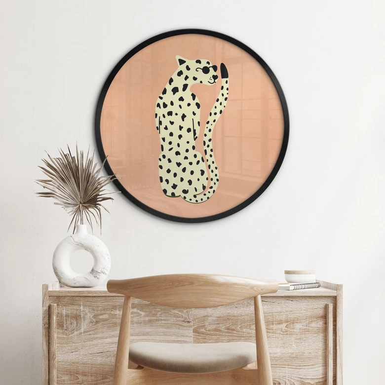 Poster Eleganter Gepard mit Sonnenbrille - Oltmanns - Rund 