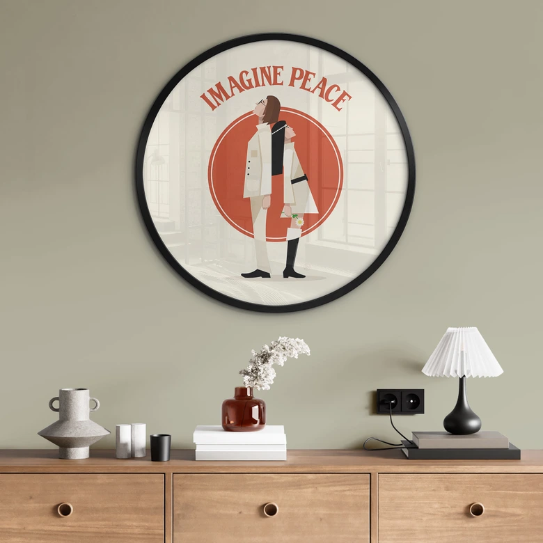Plakat Imagine Peace - To for fred og håb - Retrodrome - Rund 