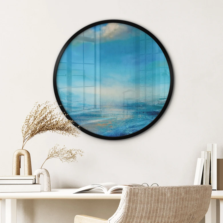 Poster Eindeloze uitgestrektheid in blauw - Schmucker - Rond 