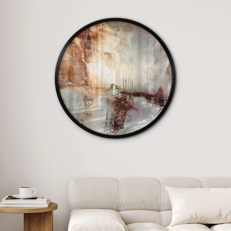 Poster Gouden sporen in het mistige licht - Schmucker - Rond 