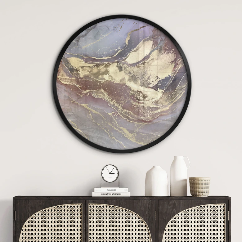 Poster Edle Strukturen in Gold und Violett - Shelest - Rund 