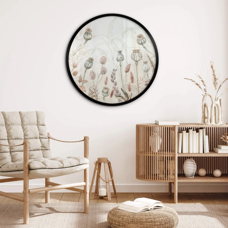 Plakat Sir Edward - Suszone Kwiaty Biały - Okrągły 