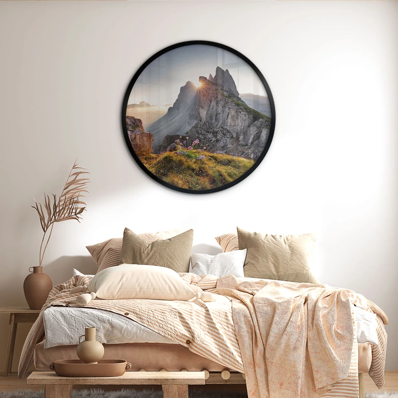 Plakat Wschód słońca nad górami w Południowym Tyrolu - Okrągły 