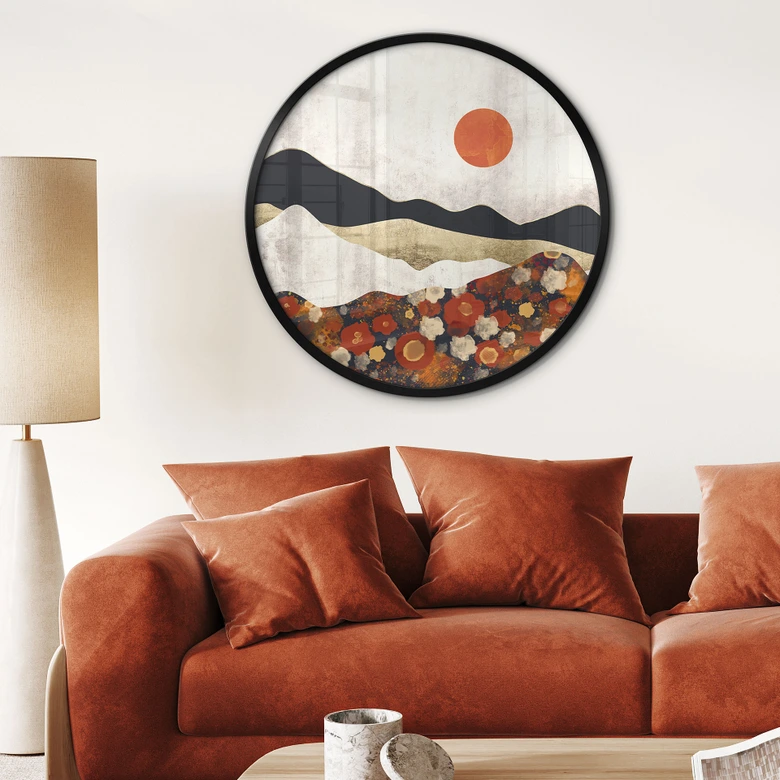 Poster Höstligt bergslandskap - SpaceFrog Designs - Rund 