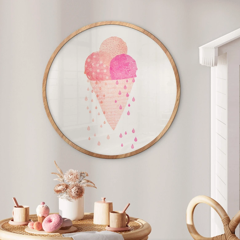 Póster Treechild - Tres bolas de helado en verano - Redondo 