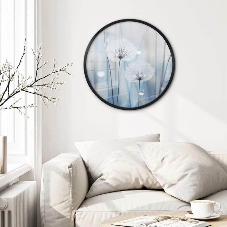 Plakat perły rosy na mleczach - Treechild - Okrągły 