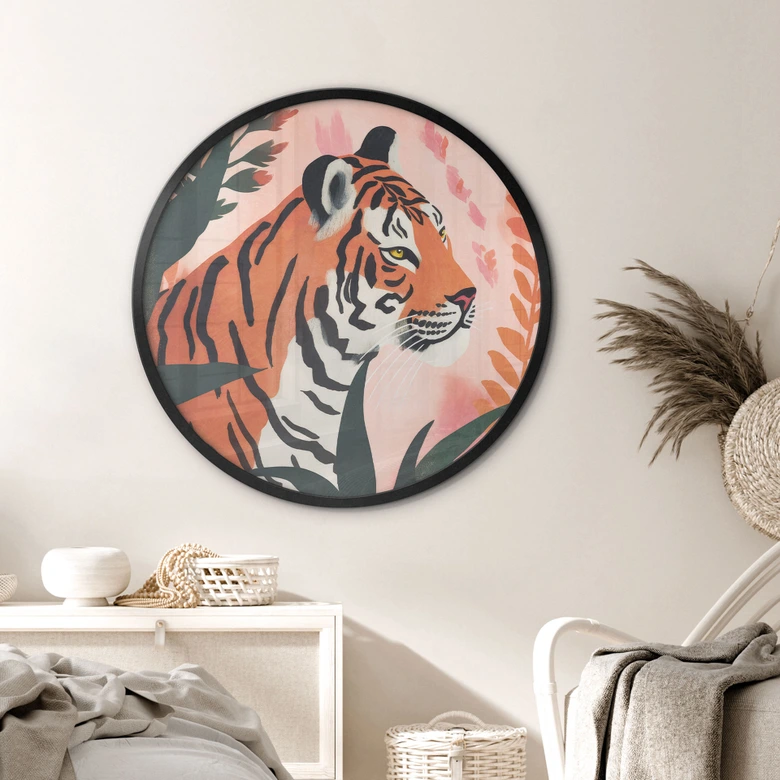Poster Tiger i den rosa djungeln - Treechild - Round 