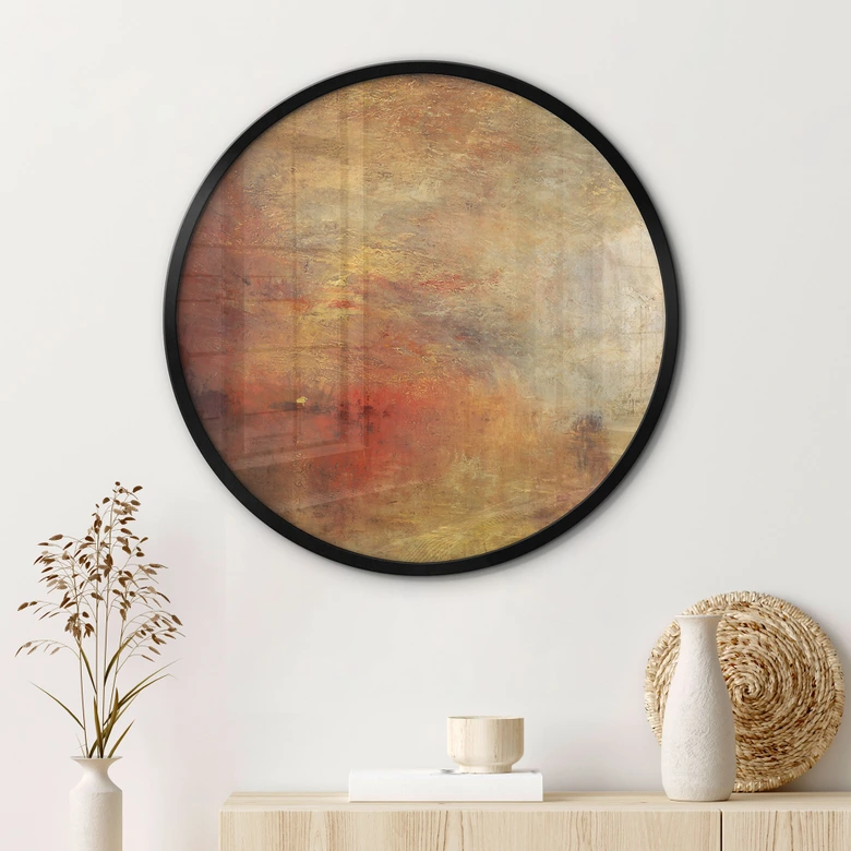 Plakat Turner - Solnedgang over en sø - Rund 