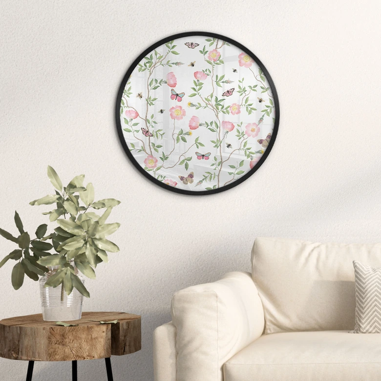 Poster Rosa Christrosen im Frühling - UN Designs - Rund 