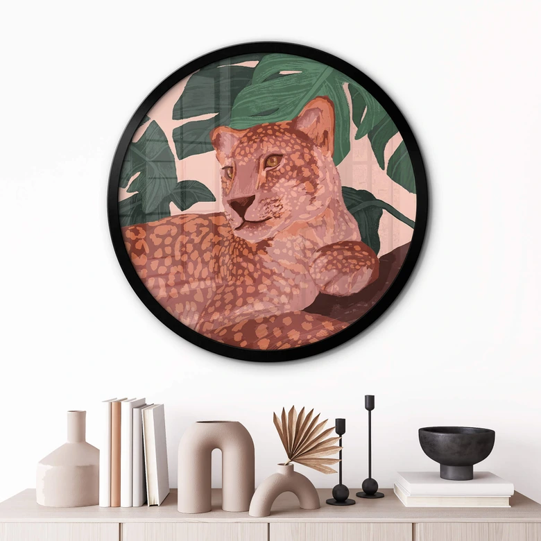 Poster Goed Blauw - Goldener Panther - Rund 