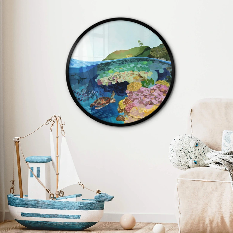 Poster Goed Blauw - Unterwasser - Rund 
