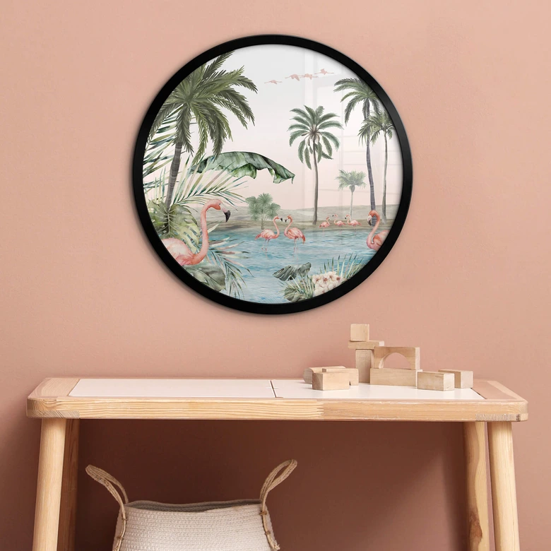 Ronde Poster Kikki Belle - Flamingo Oase 