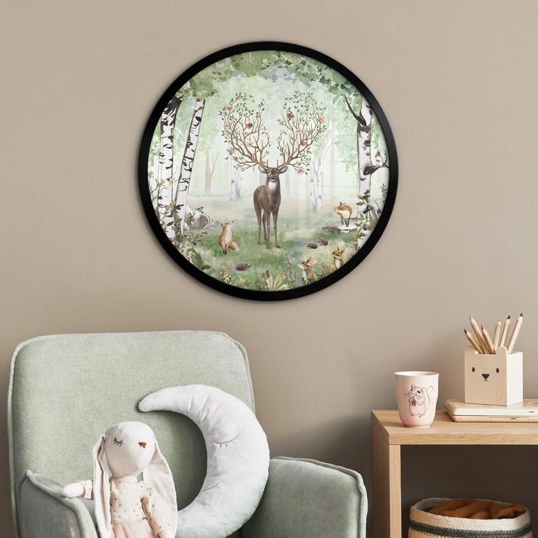 Poster Kikki Belle - Hirsch im Sommer - Rund 