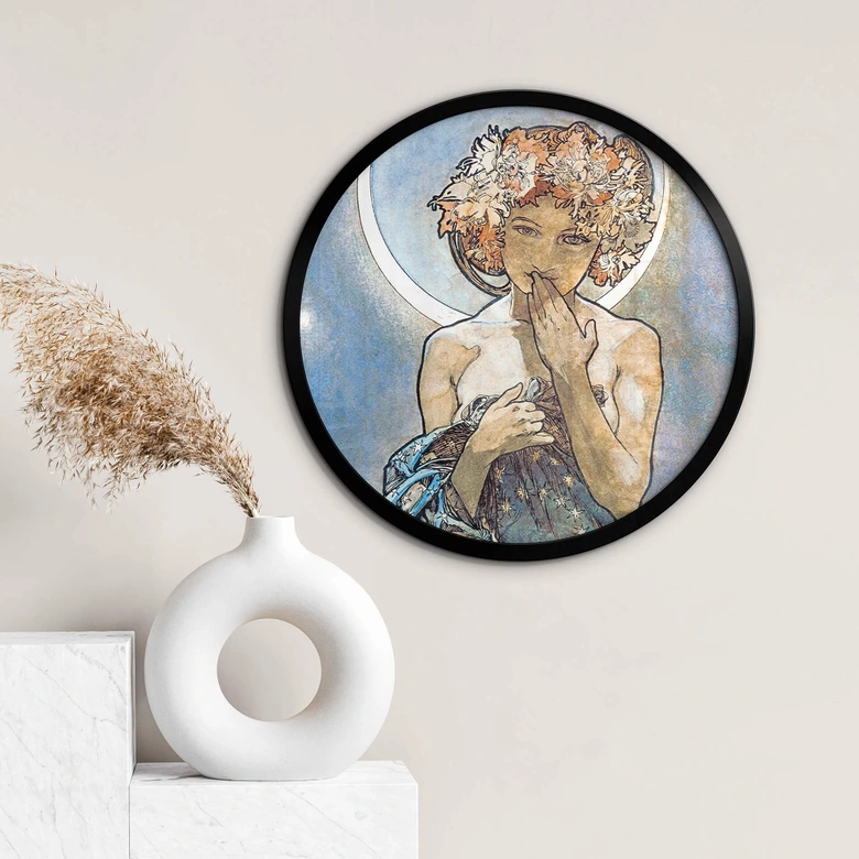 Poster Mucha - Sterne: Der Mond - Rund 