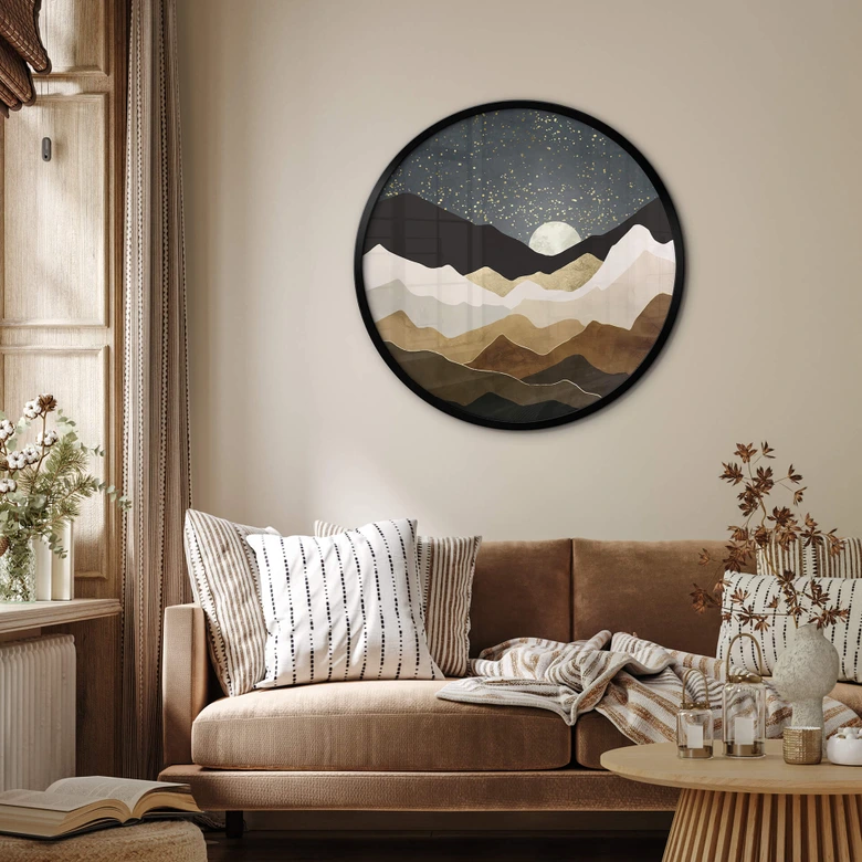 Poster SpaceFrog Designs - Goldene Sterne - Rund 