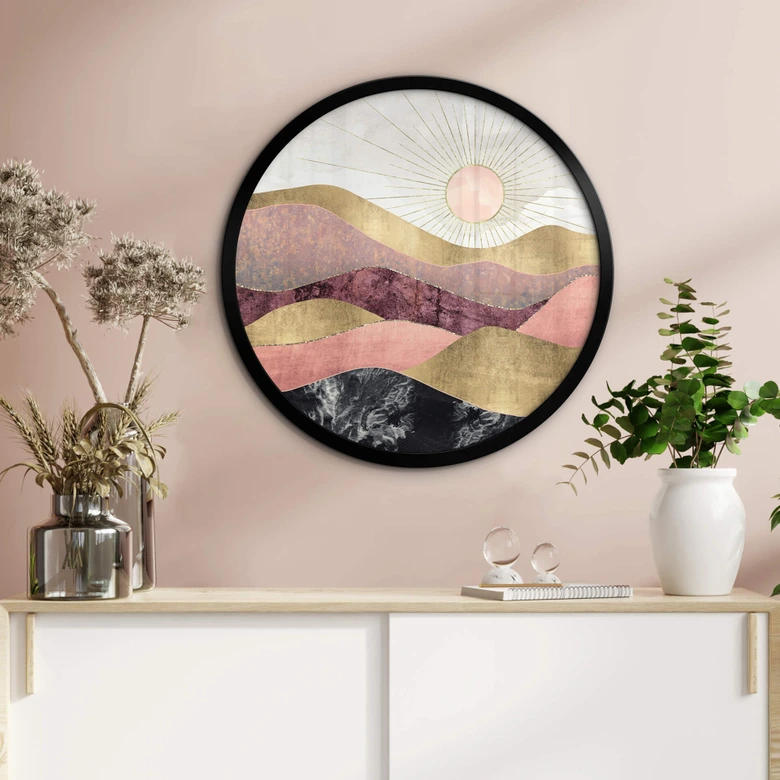 Poster SpaceFrog Designs - Rosa Sonne - Rund 