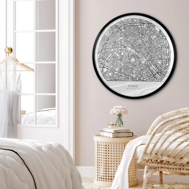 Poster Stadtplan Paris - Rund 