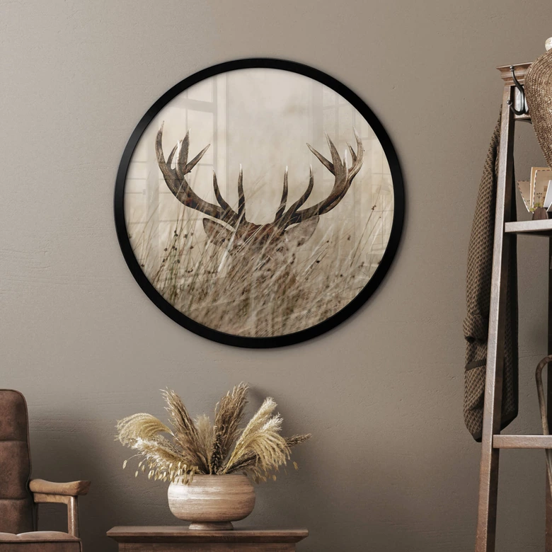 Poster Wachsamer Hirsch - Rund 