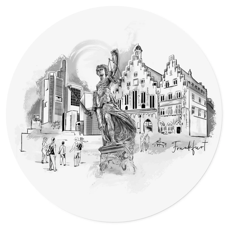 Naklejka na ścianę Frankfurt - czarno-biała - okrągła - Love your City 