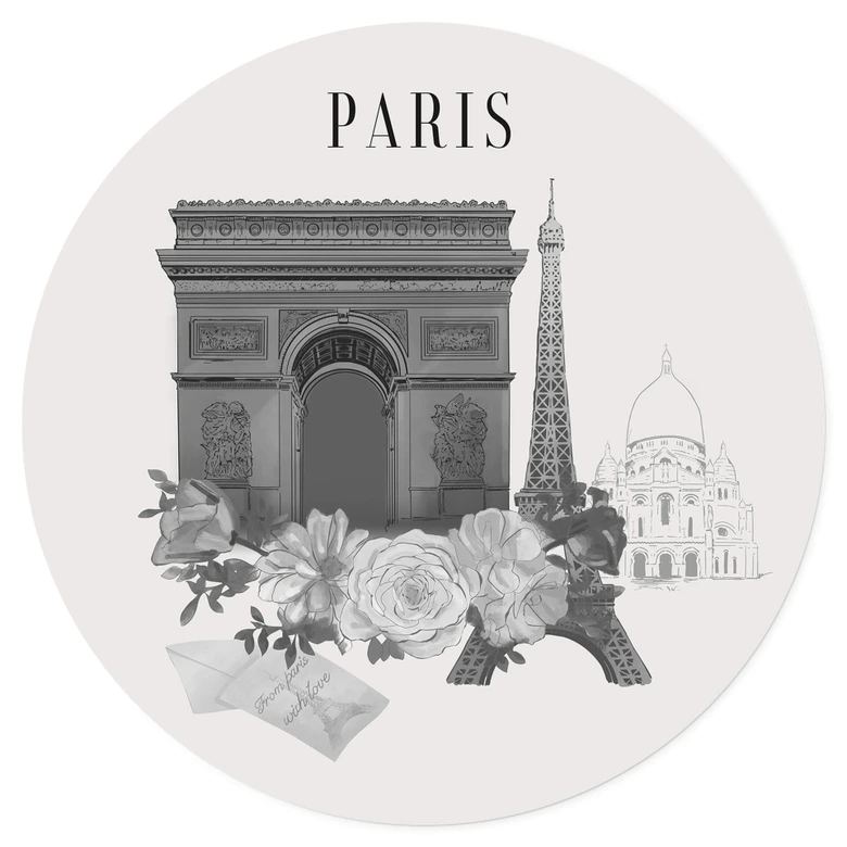 Wandtattoo Paris - Schwarz-Weiß - Rund - Love your City 
