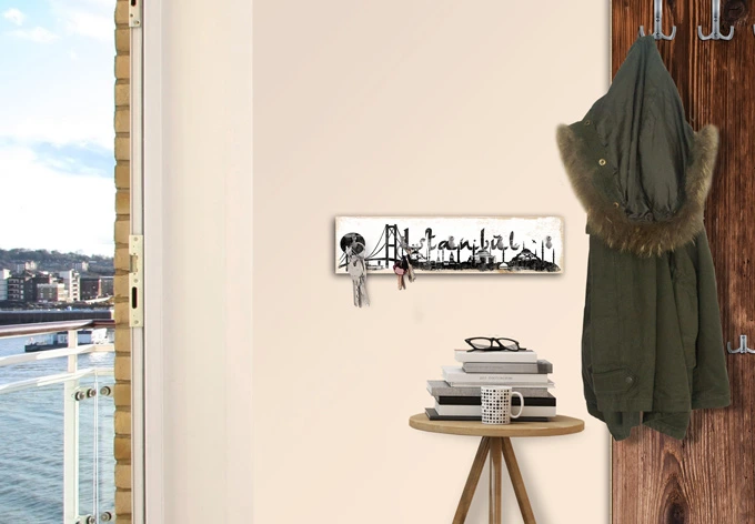 Key Holder - Istanbul Skyline + 5 Hooks 
