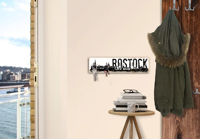 Sleutelbord Rostock Skyline + 5 Haken 