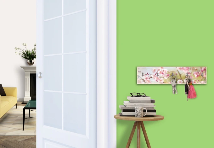 Key Holder - Cherry Blossoms + 5 Hooks 
