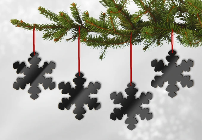 Décoration en verre acrylique pour sapin - Flocons de neige (4 pièces) 