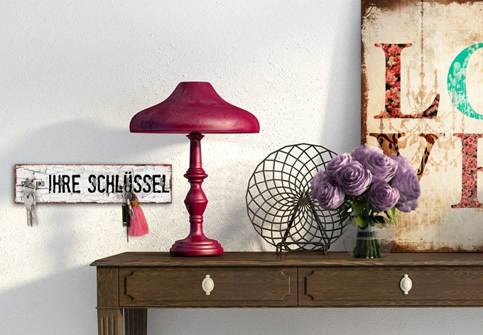 Schlüsselbrett Seine und Ihre Schlüssel + 5 Haken 