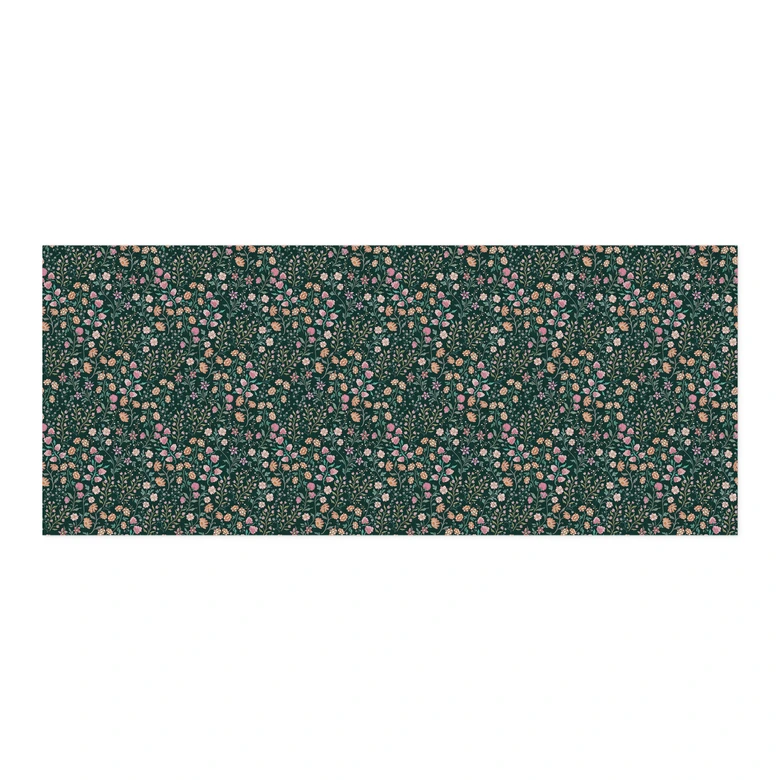 Self-adhesive kitchen splashback meadow flowers vintage - dark green - Bloomery Decor 